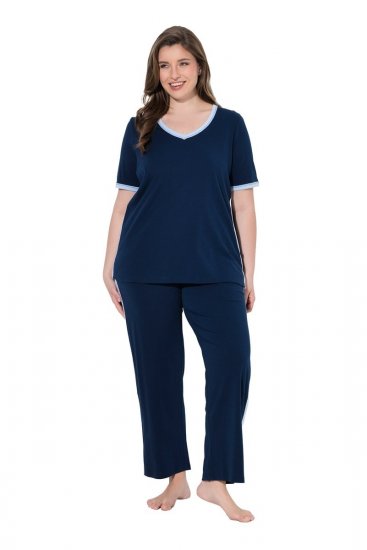 Ulla Popken 851245 Randig pyjamas Mörkblå - Pyjamas/Loungewear - 
