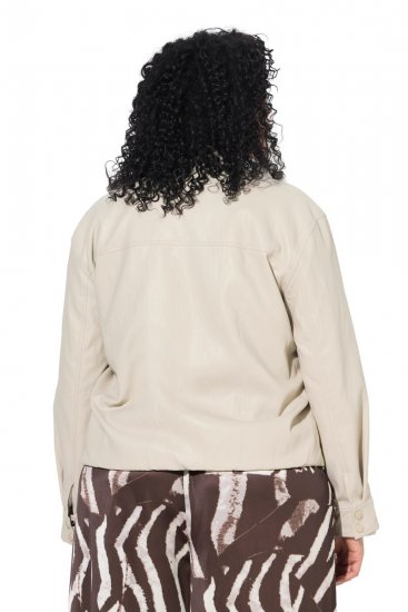 Ulla Popken 851329 Bikerjacka i skinnlook med dragkedja Taupe - Jackor - Damjackor i stora storlekar