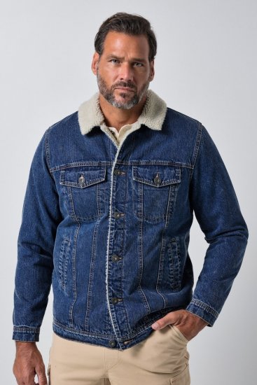 JP1880 851363 Jeansjacka med teddyfoder Denimblå TALL - TALL jackor - TALL jackor med extra ärmlängd