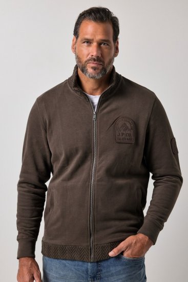 JP1880 851387 Sweatjacka med dragkedja Hasselnöt TALL - TALL tröjor - TALL sweatshirts för långa män