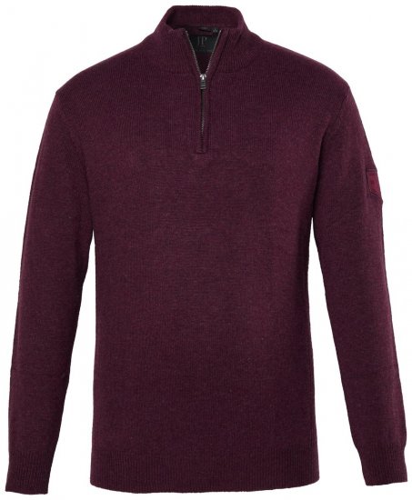 JP1880 851428 Stickad tröja med dragkedja i kragen Plommon TALL - TALL tröjor - TALL sweatshirts för långa män