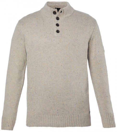 JP1880 851436 Stickad tröja med knappar i kragen Nötbrun TALL - TALL tröjor - TALL sweatshirts för långa män