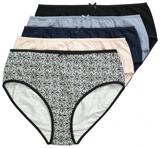 Ulla Popken 851687 Mönstrade trosor 5-pack Ljusblå - Trosor - 