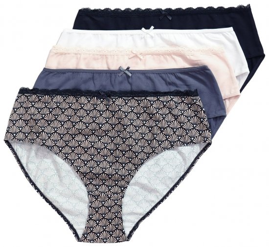 Ulla Popken 851730 Mönstrade trosor 5-pack Beige - Trosor - 