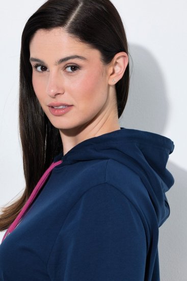 Ulla Popken 851749 Rutig mysklänning med huva Mörkblå - Pyjamas/Loungewear - 