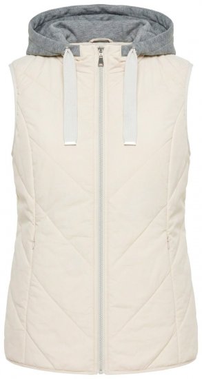 Ulla Popken 851781 Quiltad väst med huva Benvit - Västar - 