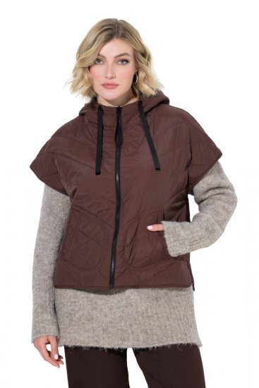 Ulla Popken 851785 Oversize quiltad väst med huva Brun - Västar - 