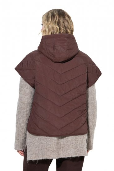 Ulla Popken 851785 Oversize quiltad väst med huva Brun - Västar - 