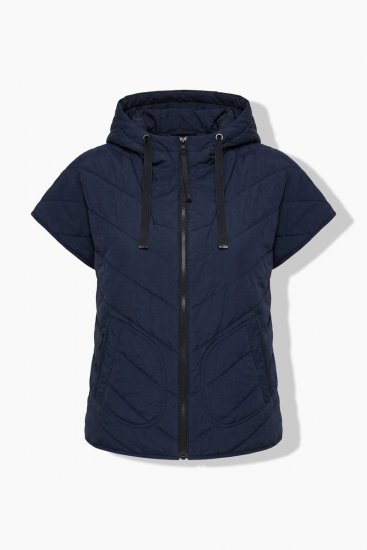 Ulla Popken 851785 Oversize quiltad väst med huva Mörkblå - Västar - 