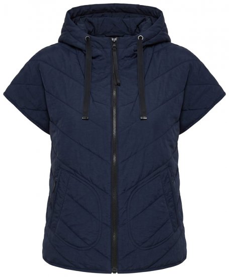 Ulla Popken 851785 Oversize quiltad väst med huva Mörkblå - Västar - 