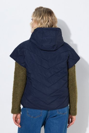 Ulla Popken 851785 Oversize quiltad väst med huva Mörkblå - Västar - 