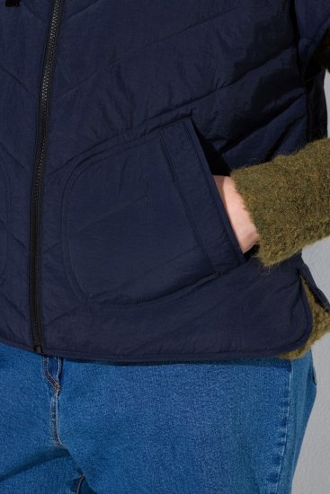 Ulla Popken 851785 Oversize quiltad väst med huva Mörkblå - Västar - 