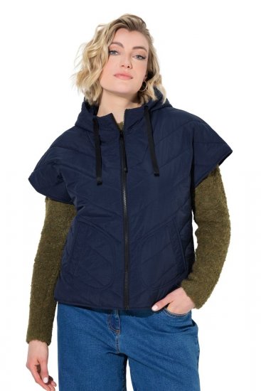 Ulla Popken 851785 Oversize quiltad väst med huva Mörkblå - Västar - 
