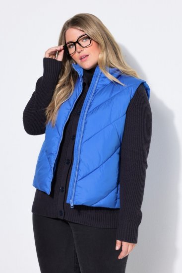 Ulla Popken 851833 Quiltad väst med ståkrage Blå - Västar - 