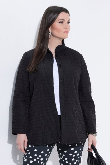Ulla Popken 852076 Quiltad crêpejacka med ståkrage Svart - Jackor - Damjackor i stora storlekar