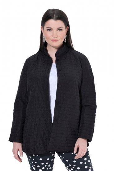 Ulla Popken 852076 Quiltad crêpejacka med ståkrage Svart - Jackor - Damjackor i stora storlekar