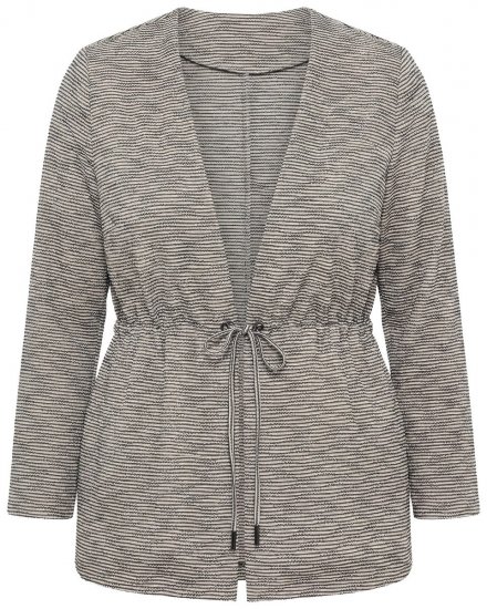 Ulla Popken 852086 Randig kofta med dragsko Taupe - Koftor - Koftor för dig i större storlek