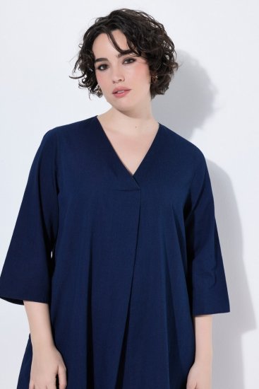 Ulla Popken 852191 Jeansklänning med fickor Denimblå - Klänningar - Klänningar för alla storlekar