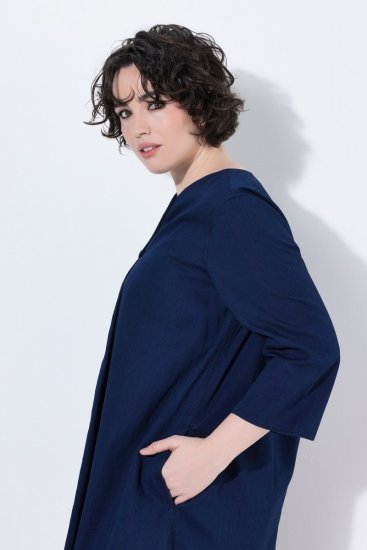 Ulla Popken 852191 Jeansklänning med fickor Denimblå - Klänningar - Klänningar för alla storlekar