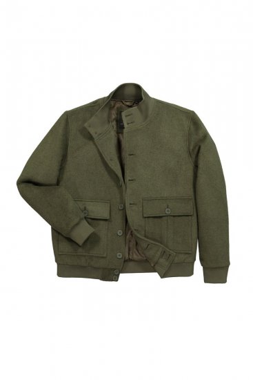 JP1880 852294 Jacka i ullmix med ståkrage Khakigrön - Jackor - Stora jackor - 2XL-12XL