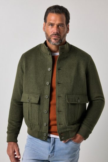 JP1880 852294 Jacka i ullmix med ståkrage Khakigrön - Jackor - Stora jackor - 2XL-12XL