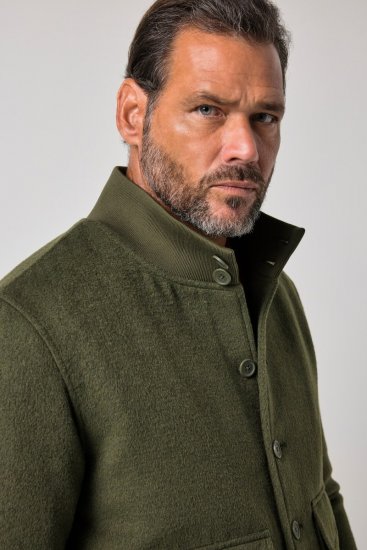 JP1880 852294 Jacka i ullmix med ståkrage Khakigrön - Jackor - Stora jackor - 2XL-12XL