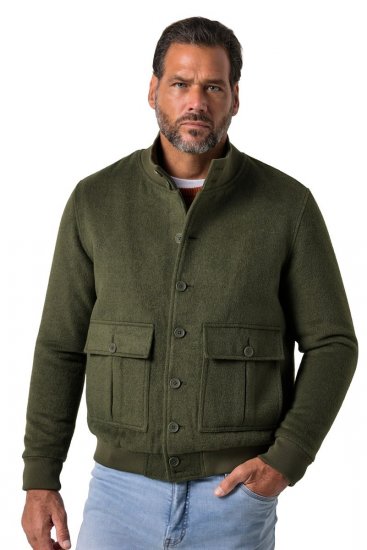 JP1880 852294 Jacka i ullmix med ståkrage Khakigrön - Jackor - Stora jackor - 2XL-12XL