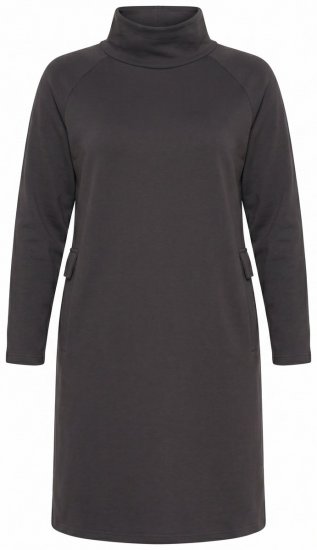 Ulla Popken 852456 Sweatklänning med polokrage Mörkbrun - Sweatklänningar - 