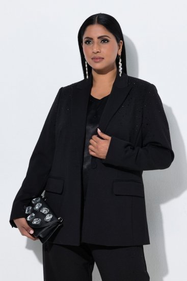 Ulla Popken 852498 Kavaj med strass och en knapp Svart - Kavajer - Damkavajer i stora storlekar
