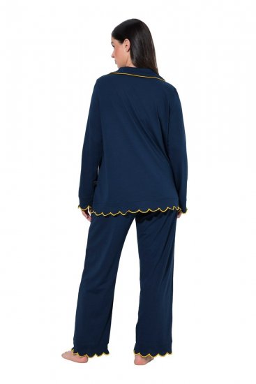 Ulla Popken 852573 Pyjamas med skjortkrage Mörkblå - Pyjamas/Loungewear - 