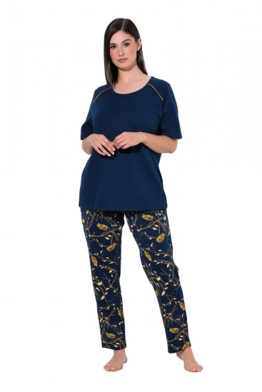 Ulla Popken 852577 Mönstrad pyjamas Mörkblå - Pyjamas/Loungewear - 