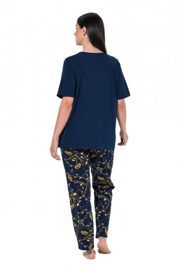 Ulla Popken 852577 Mönstrad pyjamas Mörkblå - Pyjamas/Loungewear - 