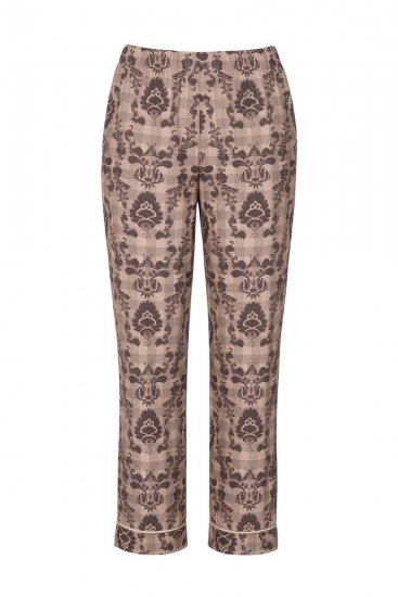 Ulla Popken 852649 Mönstrad pyjamas med skjortkrage Brun - Pyjamas/Loungewear - 