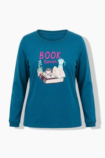 Ulla Popken 852710 Långärmad myströja Petrol - Pyjamas/Loungewear - 