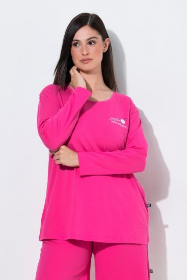 Ulla Popken 852747 Långärmad pyjamasöverdel Rosa - Pyjamas/Loungewear - 