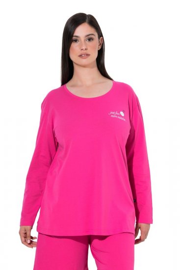 Ulla Popken 852747 Långärmad pyjamasöverdel Rosa - Pyjamas/Loungewear - 