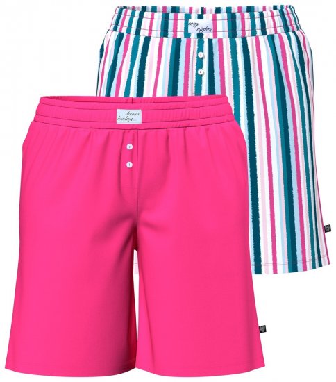 Ulla Popken 852752 Randiga pyjamasshorts 2-pack Rosa - Pyjamas/Loungewear - 
