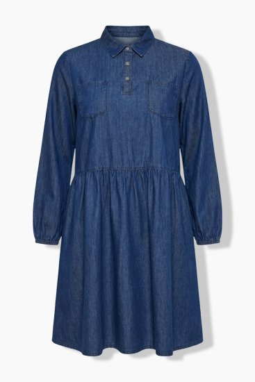 Ulla Popken 852768 A-linjeformad jeansklänning med fickor Denimblå - Klänningar - Klänningar för alla storlekar