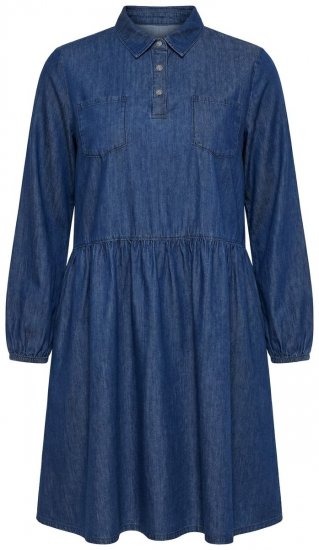 Ulla Popken 852768 A-linjeformad jeansklänning med fickor Denimblå - Klänningar - Klänningar för alla storlekar
