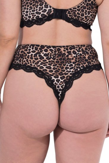 Ulla Popken 853106 Djurmönstrade stringtrosor Svart - Trosor - 