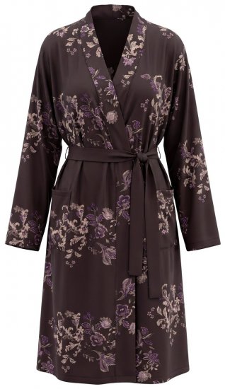 Ulla Popken 853204 Blommig morgonrock Brun - Morgonrockar & badrockar - 