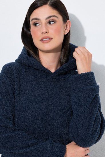 Ulla Popken 853353 Mysklänning med huva Mörkblå - Pyjamas/Loungewear - 