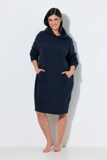 Ulla Popken 853353 Mysklänning med huva Mörkblå - Pyjamas/Loungewear - 