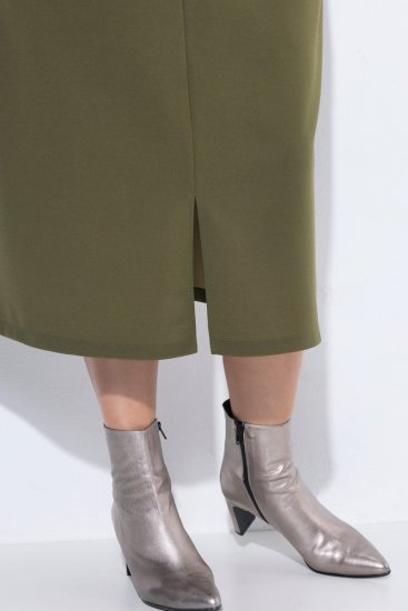 Ulla Popken 853510 Midiklänning med fickor Khaki - Midiklänningar - Midiklänningar för dam i stora storlekar
