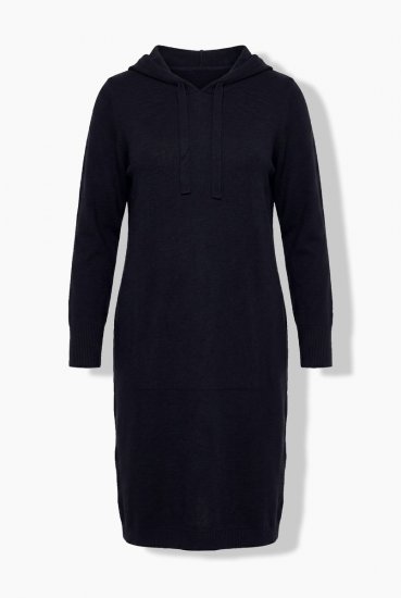Ulla Popken 853669 Långärmad sweatklänning med huva Mörkblå - Sweatklänningar - 