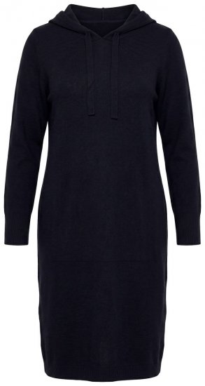 Ulla Popken 853669 Långärmad sweatklänning med huva Mörkblå - Sweatklänningar - 