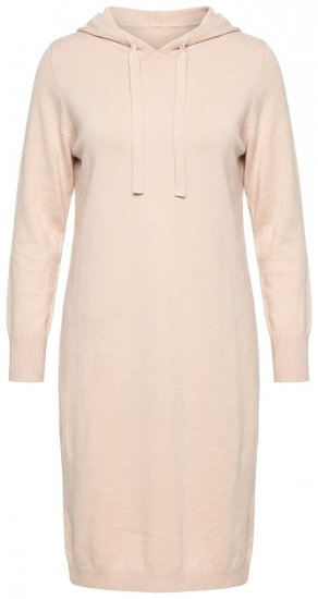 Ulla Popken 853669 Långärmad stickad klänning med huva Beige - Midiklänningar - Midiklänningar för dam i stora storlekar