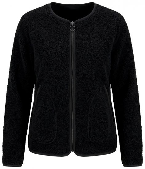 Ulla Popken 853685 Kort teddyjacka med kanter i skinnlook Svart - Jackor - Damjackor i stora storlekar