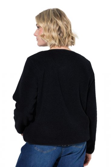 Ulla Popken 853685 Kort teddyjacka med kanter i skinnlook Svart - Jackor - Damjackor i stora storlekar