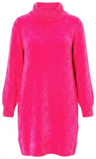 Ulla Popken 854602 Långärmad stickad klänning med polokrage Rosa - Klänningar - Klänningar för alla storlekar